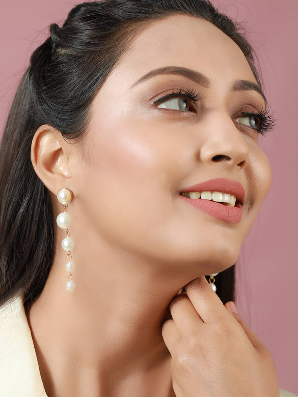 Women's Prita Pearl Gold Plated Studs & Hoop Earrings Set of 8 - Priyaasi