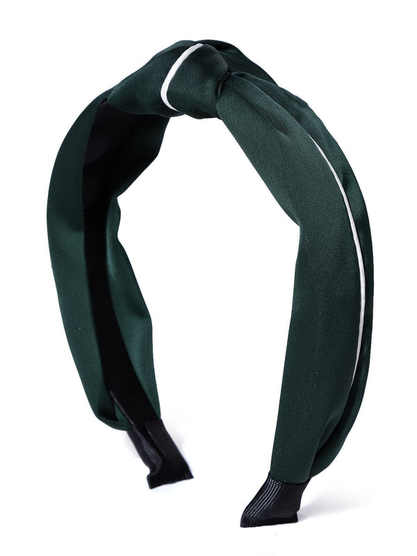 Women's Designer Dark Green With White Line Hairband For Girls - Priyaasi