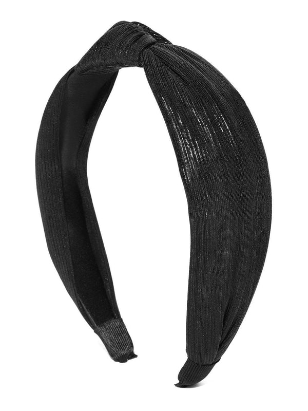 Women's Shiny Finish Cross Knot Design Black Hairband - Priyaasi - Indiakreations