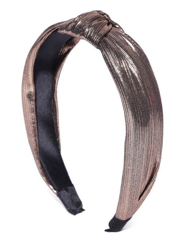 Women's Shiny Finish Cross Knot Design Tortilla Brown Hairband - Priyaasi - Indiakreations