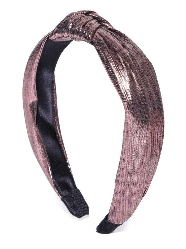 Women's Shiny Finish Cross Knot Design Pinkish Colour Hairband - Priyaasi - Indiakreations