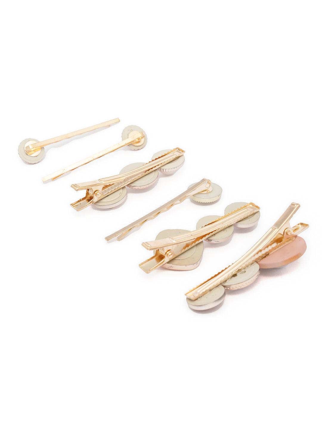 Women's Prita Gold Plated Set of 5 Star Hair Pins - Priyaasi - Indiakreations