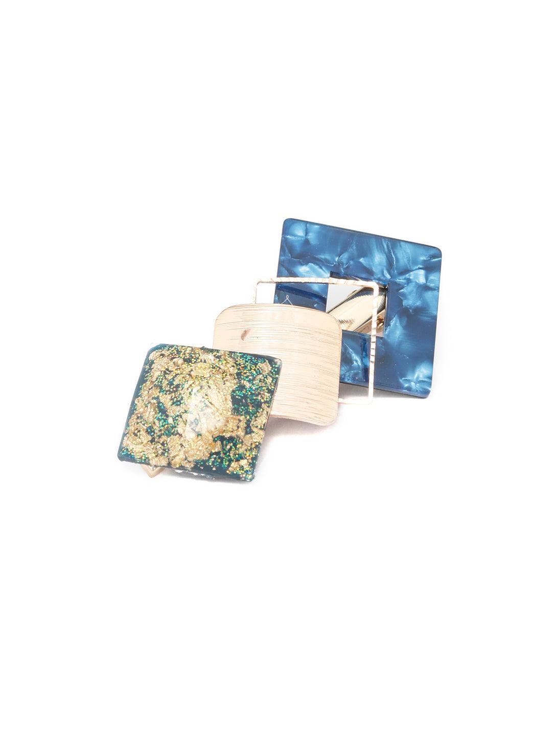 Women's Blue Gold Plated Sparkle Hair Pin - Priyaasi - Indiakreations
