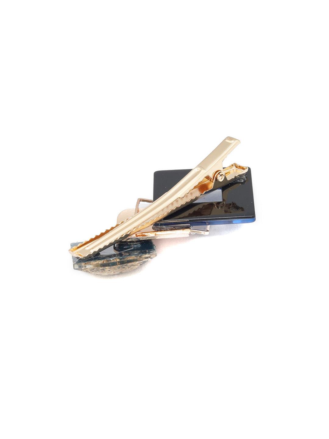 Women's Blue Gold Plated Sparkle Hair Pin - Priyaasi - Indiakreations