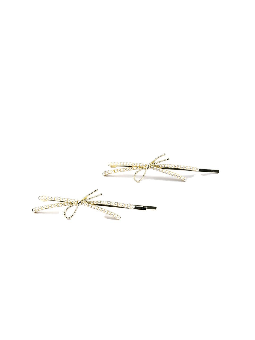 Women's White Pearl Studded Hair Pin Set - Priyaasi - Indiakreations