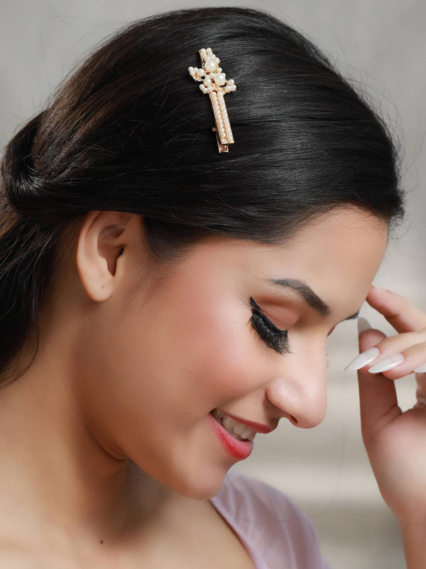 Women's Pearl Studded Butterfly Hair Pin Set - Priyaasi - Indiakreations