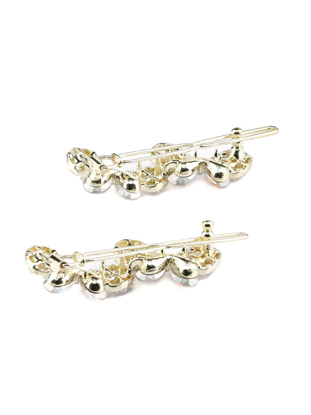 Women's Stone Studded Butterfly Hair Pin Set - Priyaasi - Indiakreations