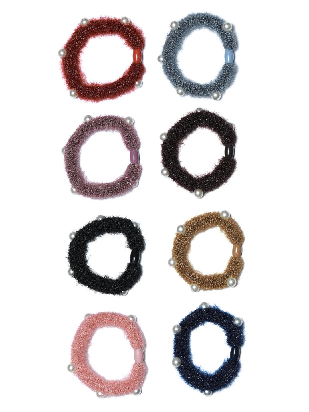 Women's Multi Coloured Embellished Hair Ties Pack of 8 - Priyaasi - Indiakreations