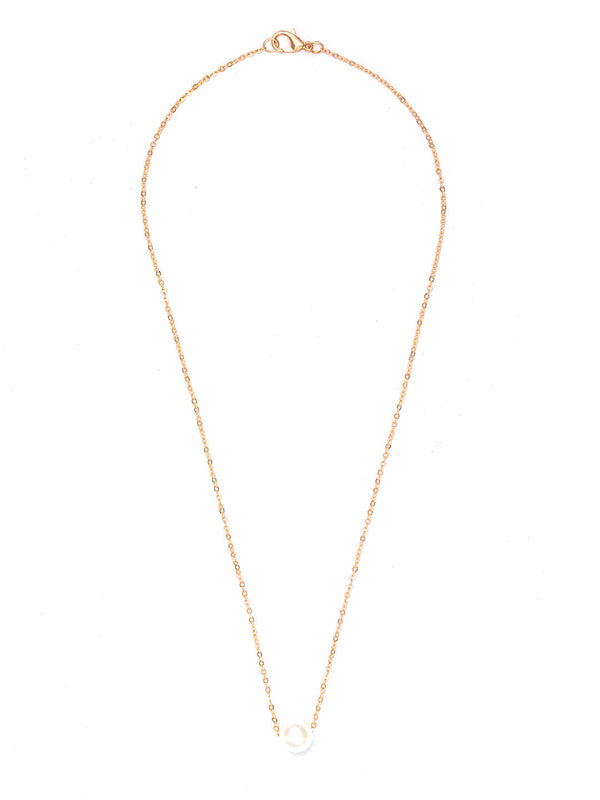 Women's Rose Gold Plated Pearl Necklace - Priyaasi