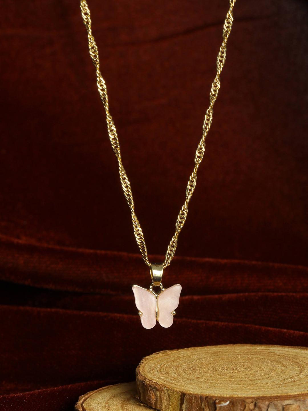 Women's Butterfly Gold Plated Necklace - Priyaasi - Indiakreations