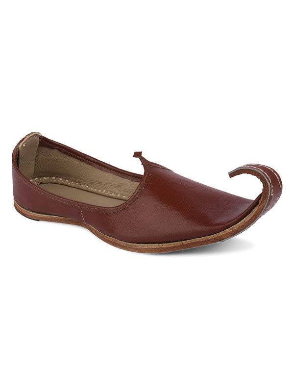 Men's Indian Ethnic Handrafted Brown Premium Leather Footwear - Desi Colour