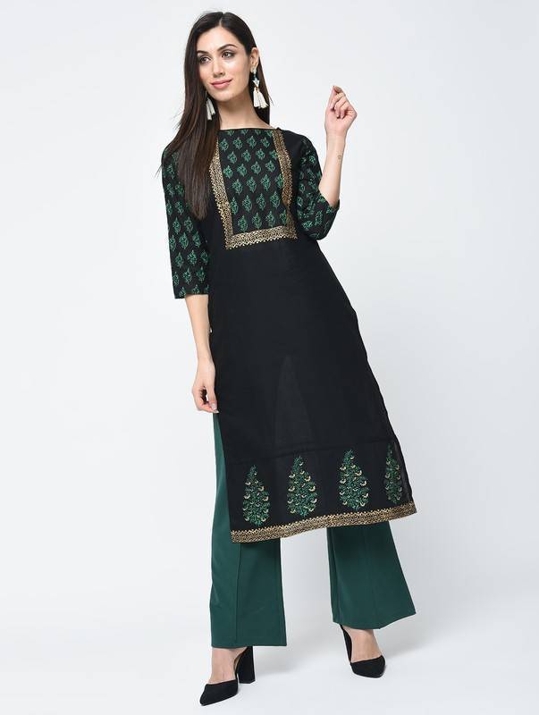 Women's Block Printed Straight Kurta - Aniyah