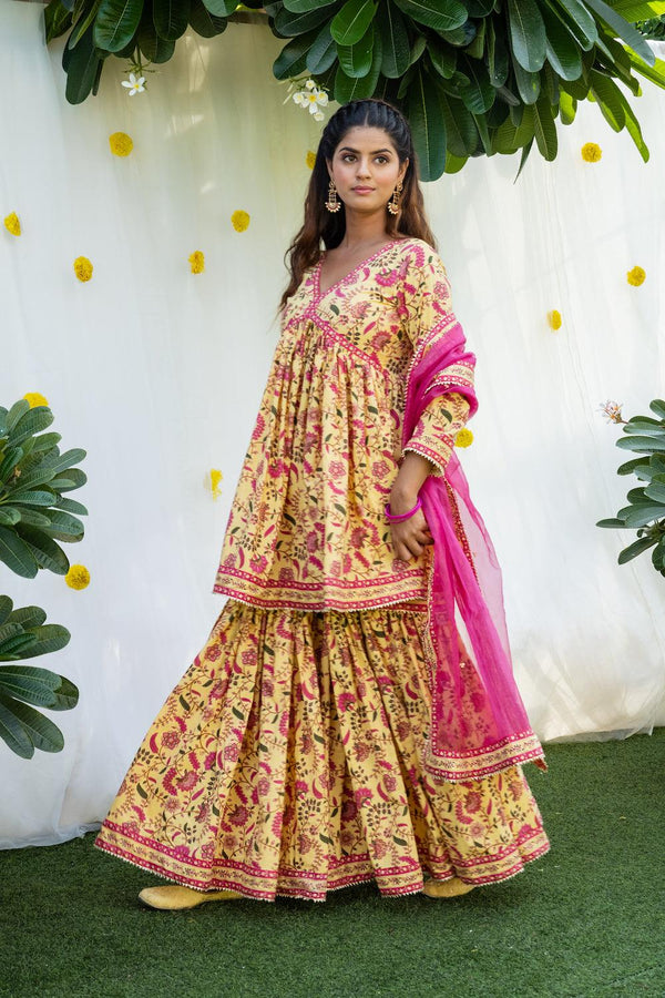 Mehfil Yellow Gharara Set - Indiakreations