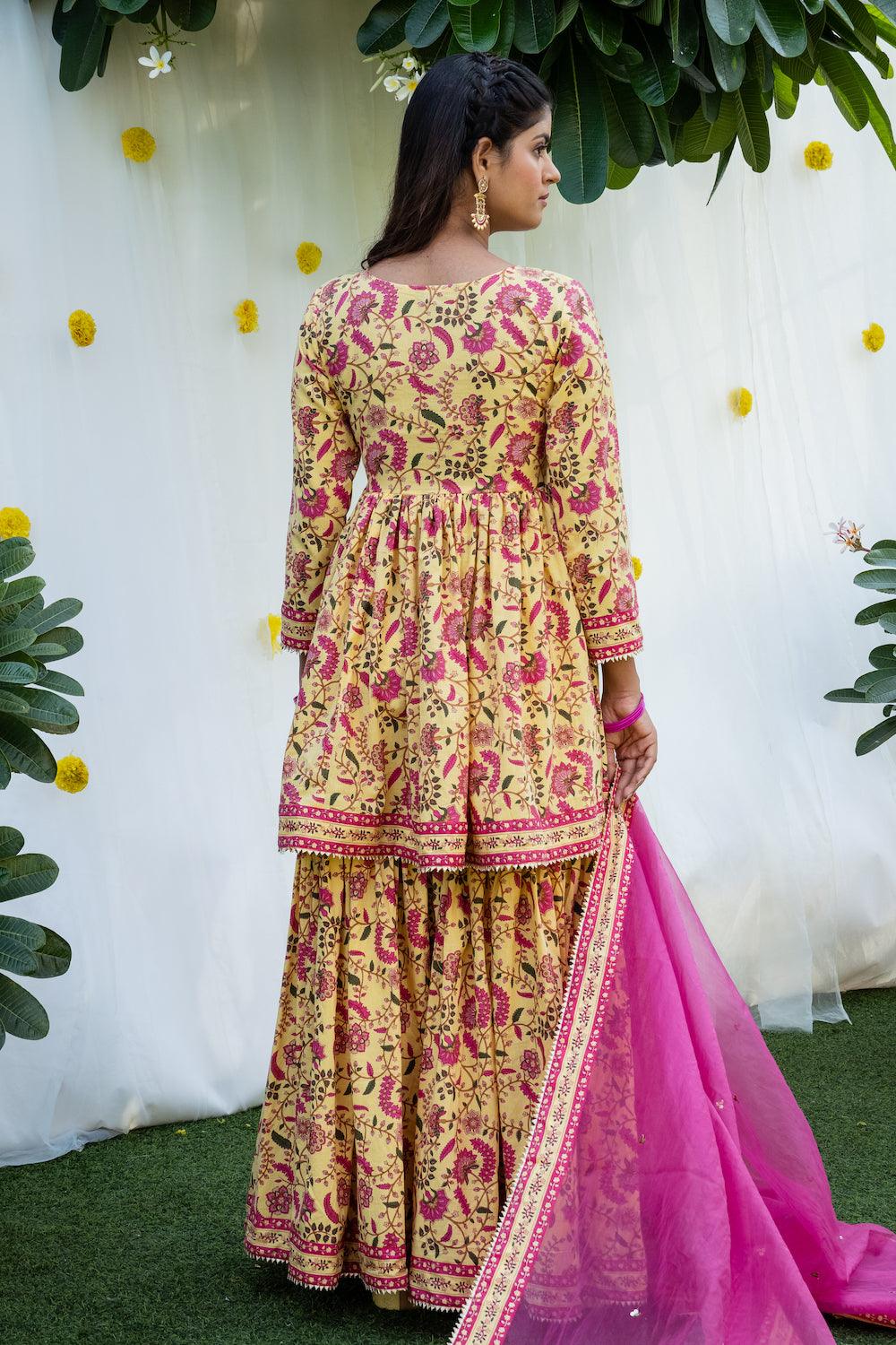 Mehfil Yellow Gharara Set - Indiakreations