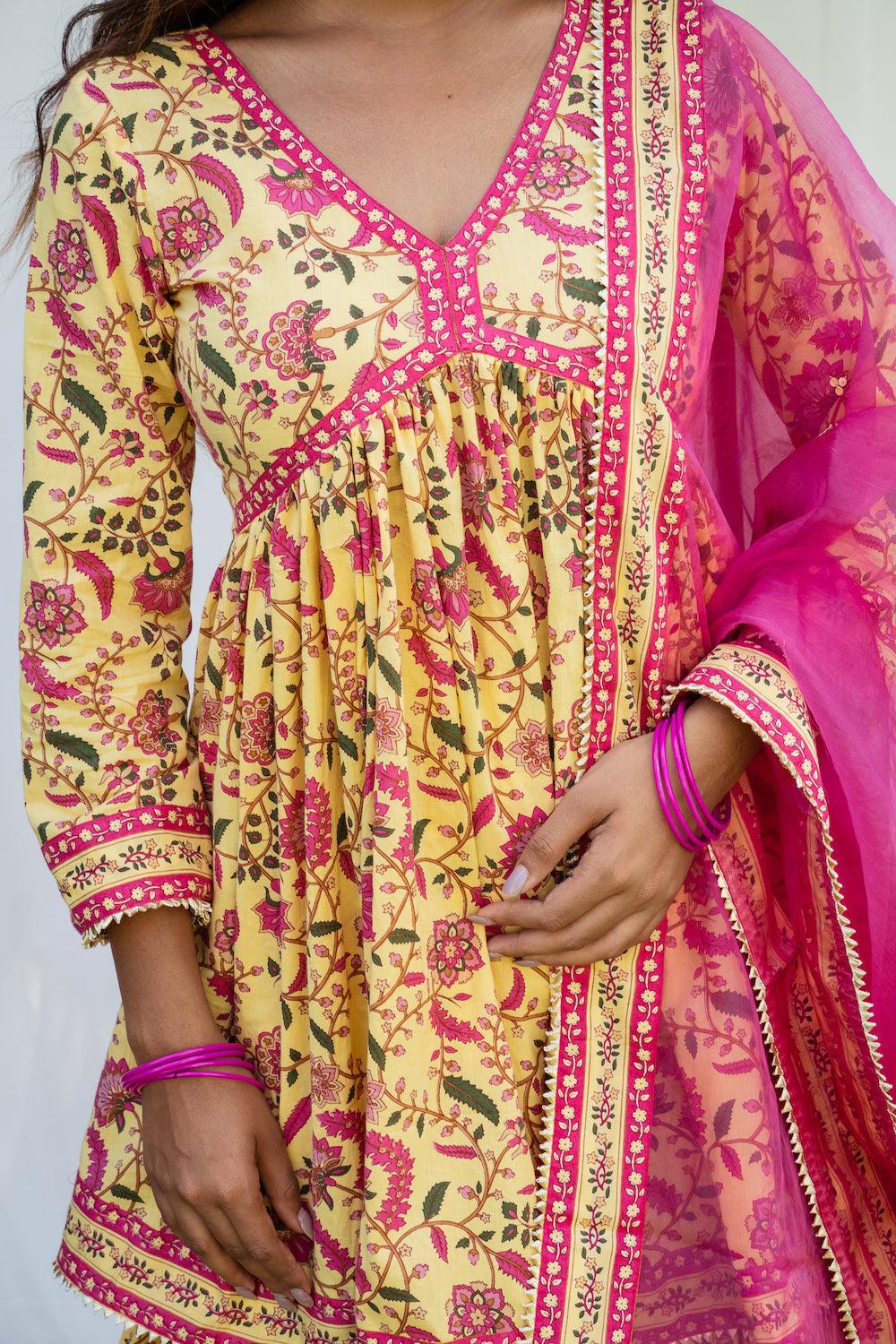 Mehfil Yellow Gharara Set - Indiakreations