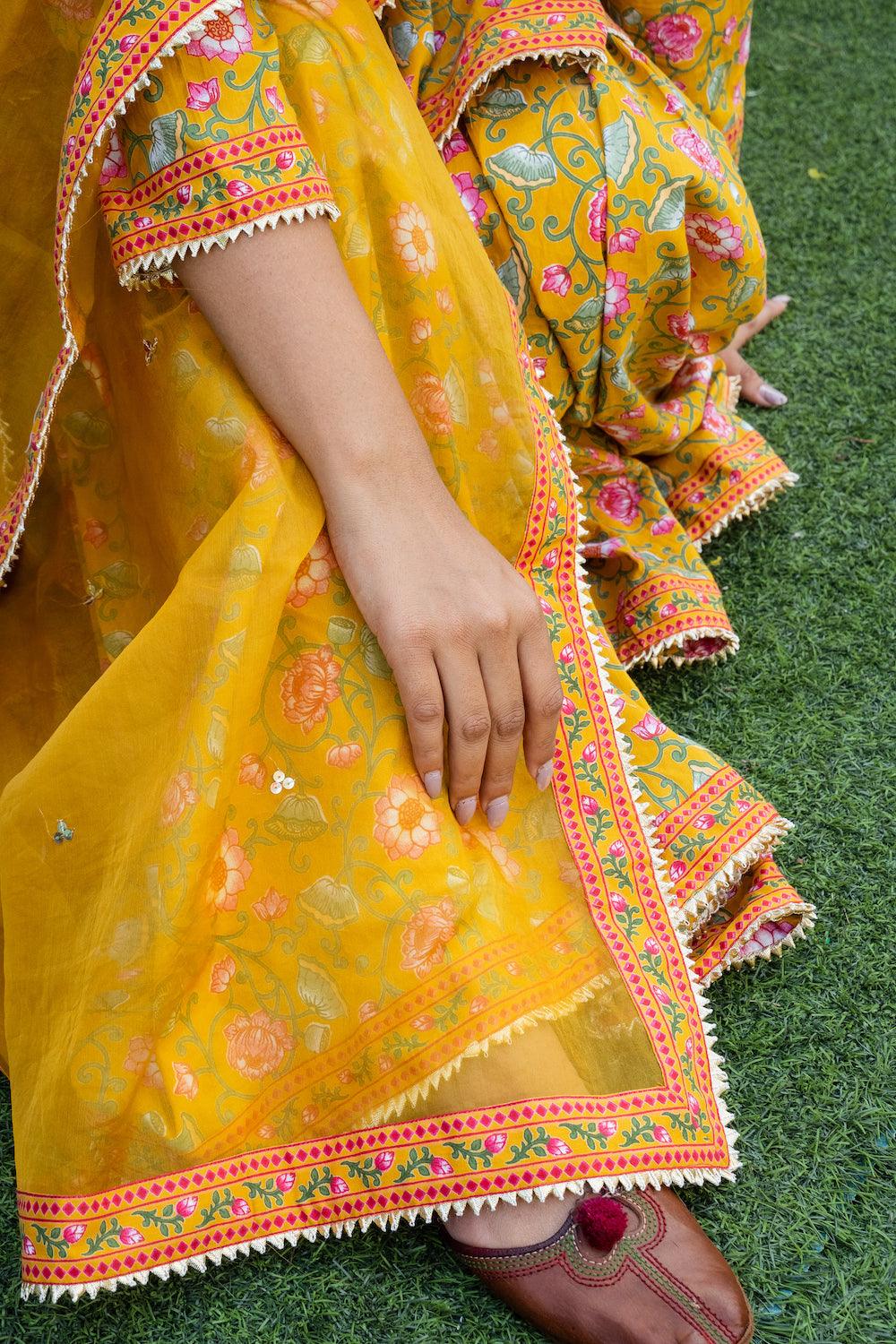 Mehfil Mustard Gharara Set - Indiakreations