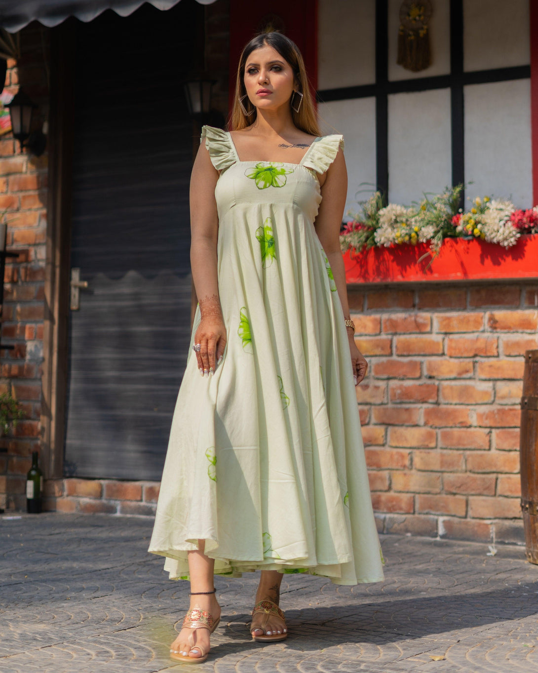 Women's Dhalia Mulmul Dress - Baisacrafts - Indiakreations