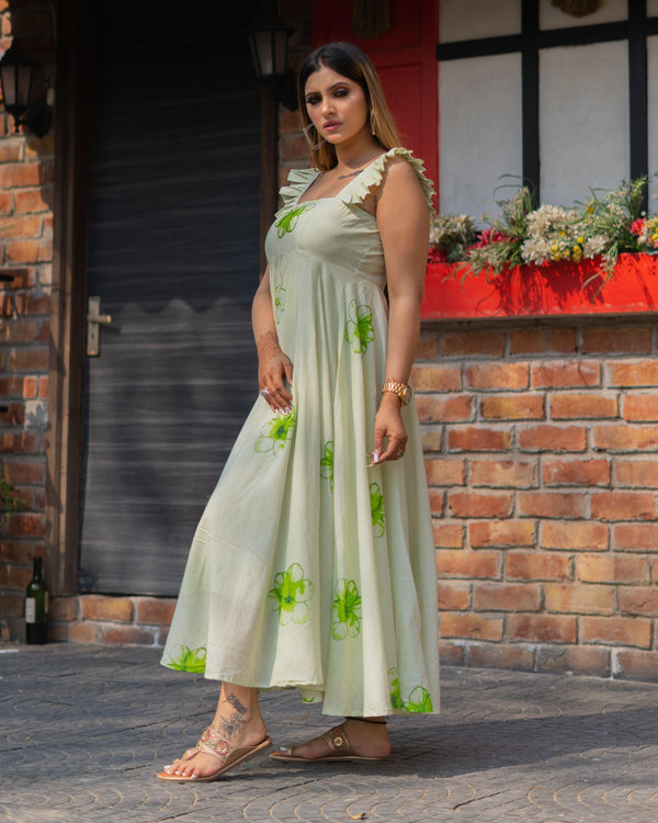 Women's Dhalia Mulmul Dress - Baisacrafts - Indiakreations