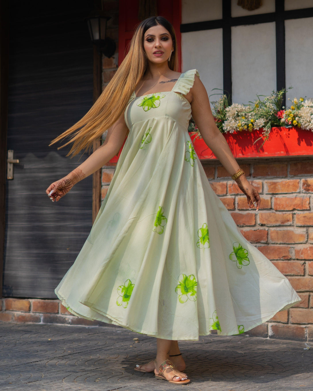 Women's Dhalia Mulmul Dress - Baisacrafts - Indiakreations