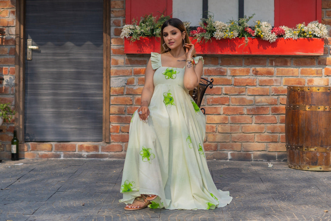 Women's Dhalia Mulmul Dress - Baisacrafts - Indiakreations