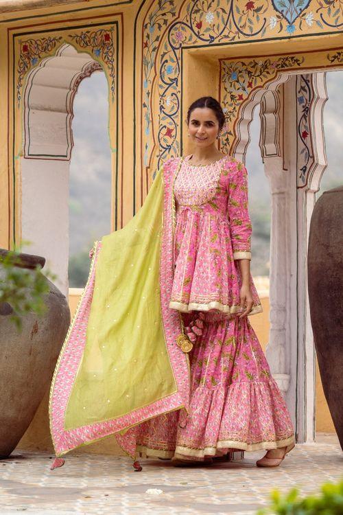 Baby Pink Gharara Set - Indiakreations