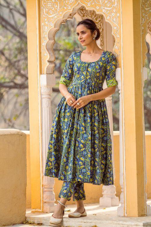 Navy Blue Ethnic Set - Indiakreations