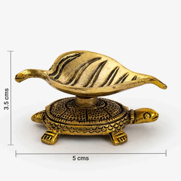 Brass Tortoise Leaf Diya Set of 2 -DécorTwist  - DecorTwist