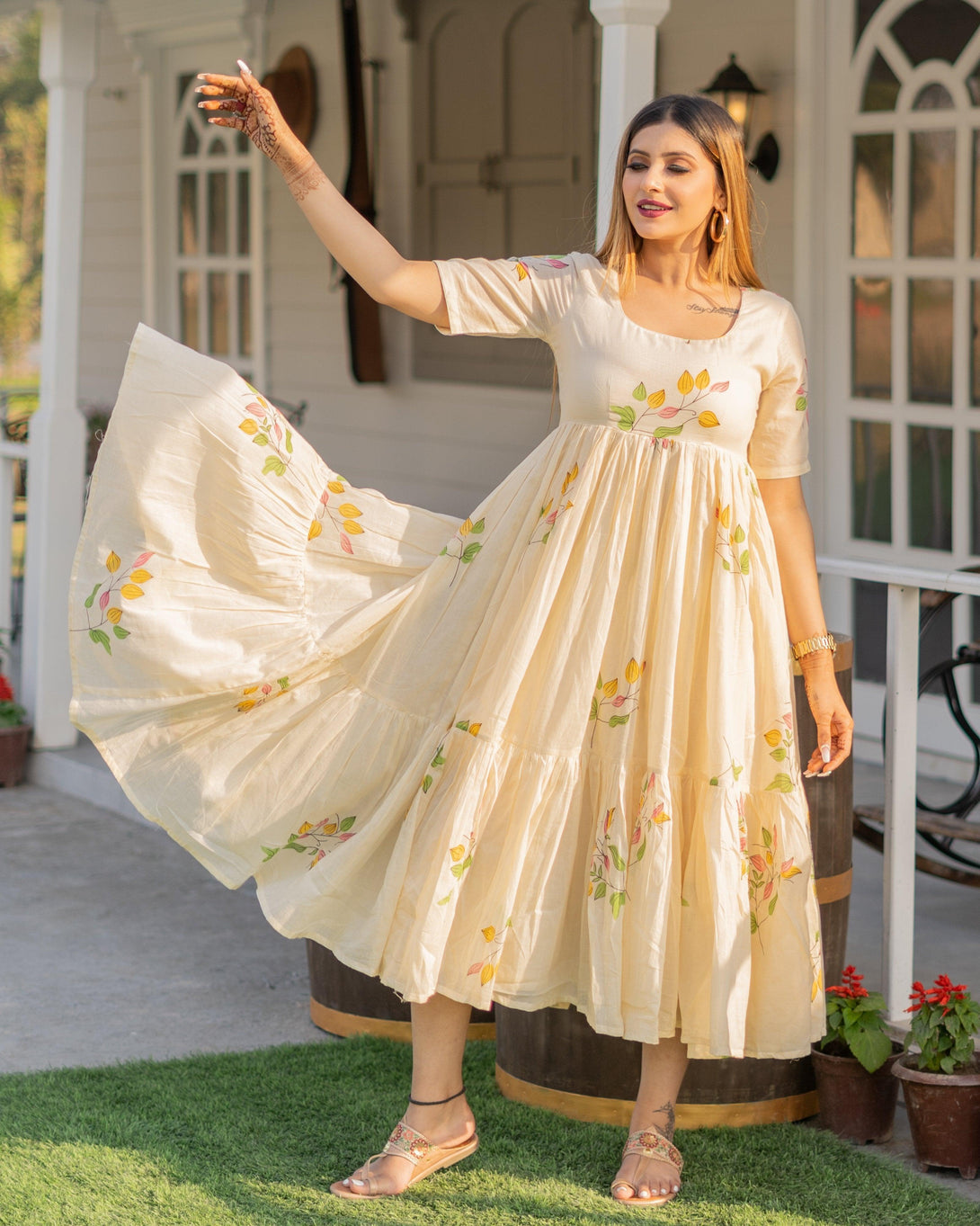 Women's Tulip Mulmul Dress - Baisacrafts - Indiakreations