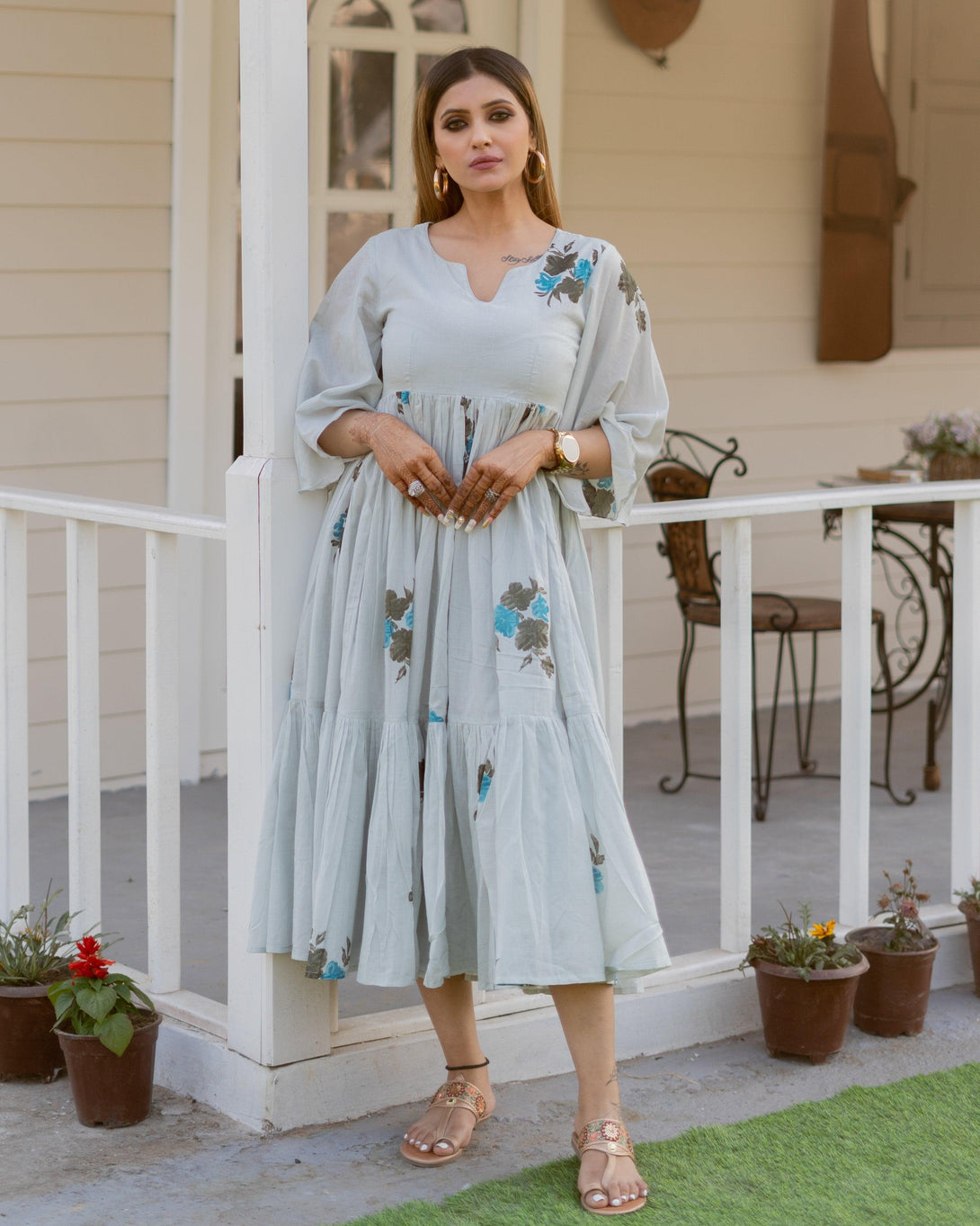 Women's Jasmine Mulmul Dress - Baisacrafts - Indiakreations