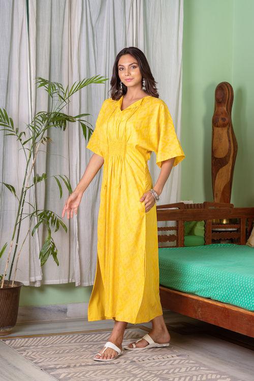 Yellow Kaftan - Indiakreations