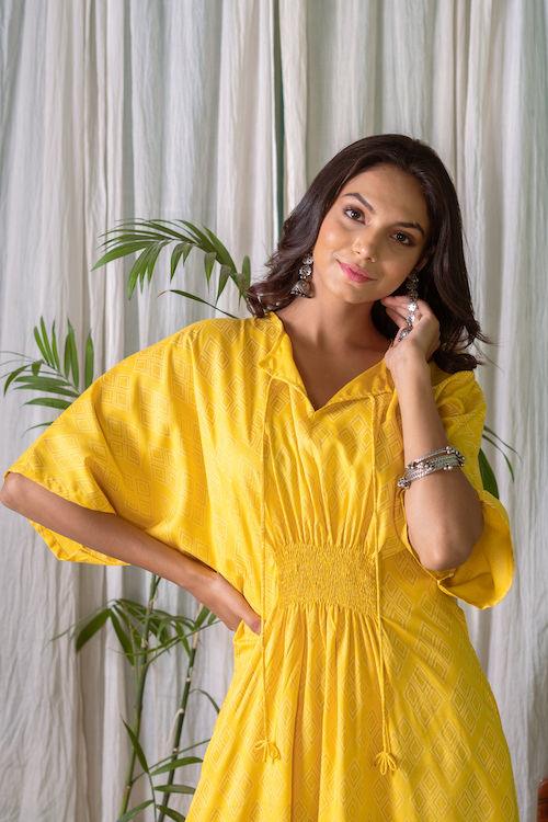 Yellow Kaftan - Indiakreations