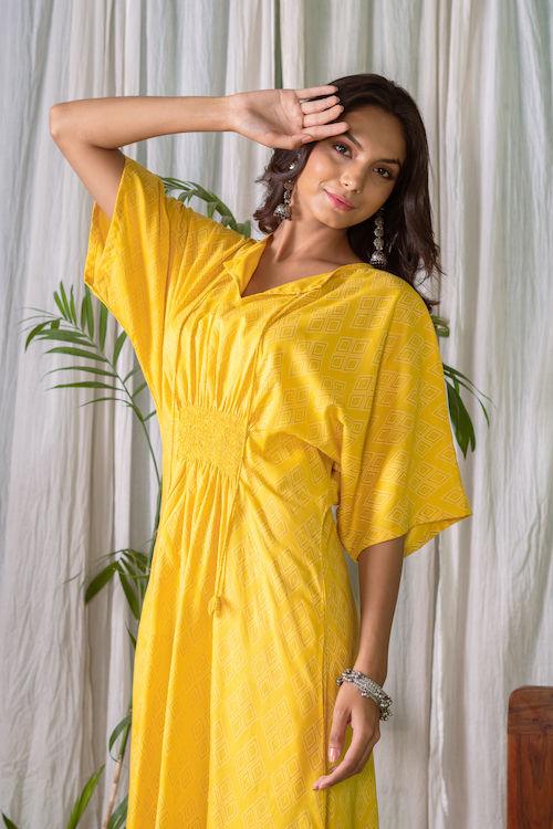 Yellow Kaftan - Indiakreations