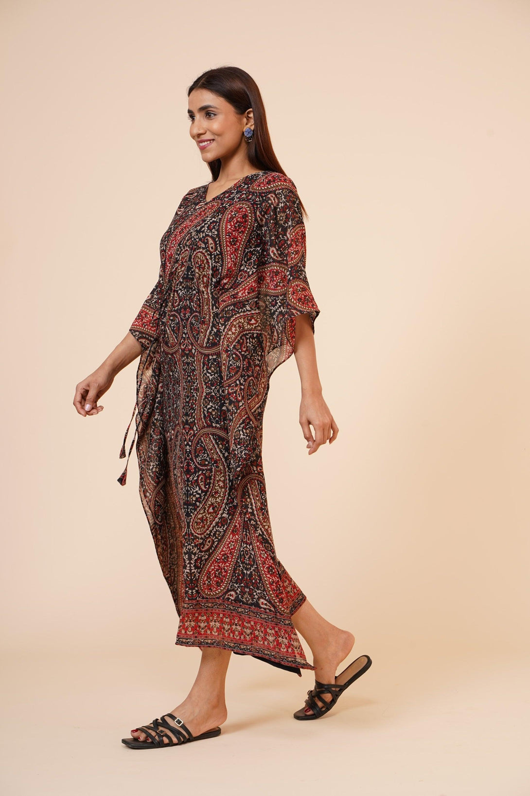 Women's Casual Printed Kaftan With Adjustable String And Inner - MIRACOLOS by Ruchi - Indiakreations