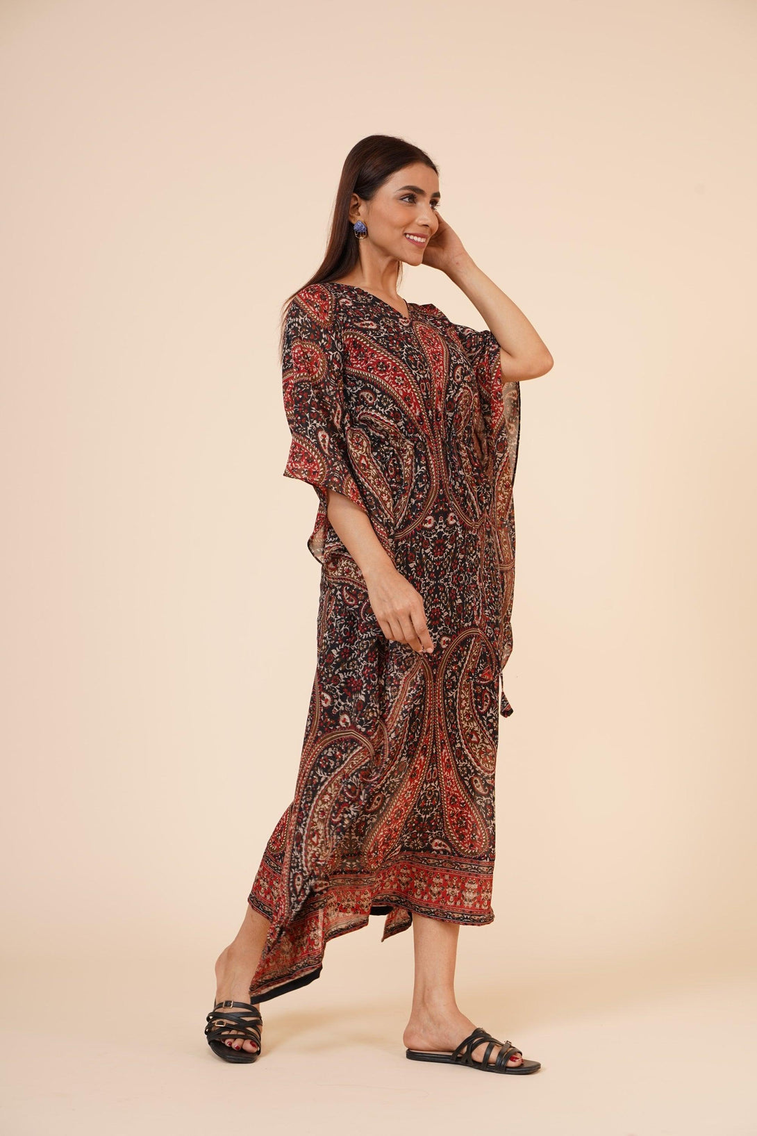 Women's Casual Printed Kaftan With Adjustable String And Inner - MIRACOLOS by Ruchi - Indiakreations