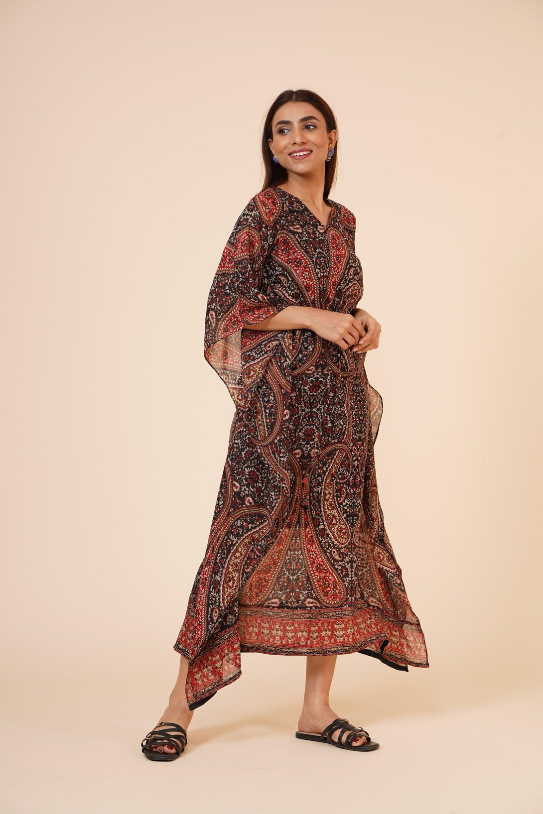 Women's Casual Printed Kaftan With Adjustable String And Inner - MIRACOLOS by Ruchi - Indiakreations