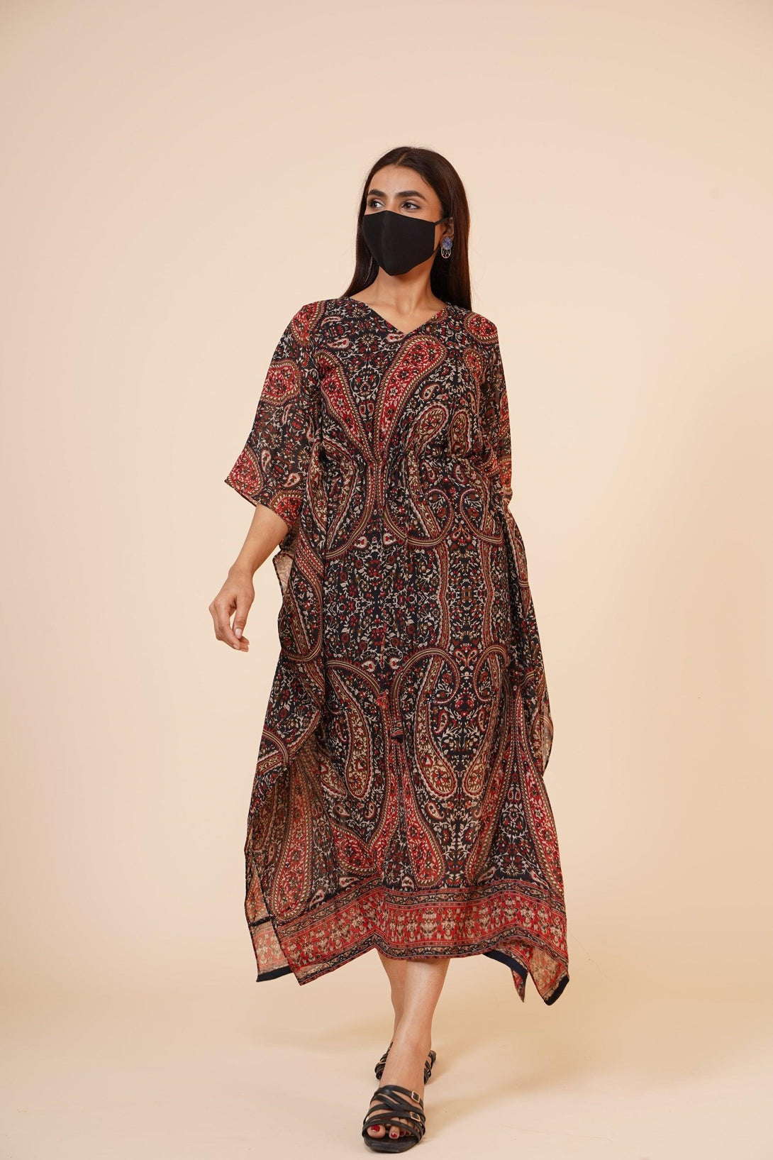 Women's Casual Printed Kaftan With Adjustable String And Inner - MIRACOLOS by Ruchi - Indiakreations