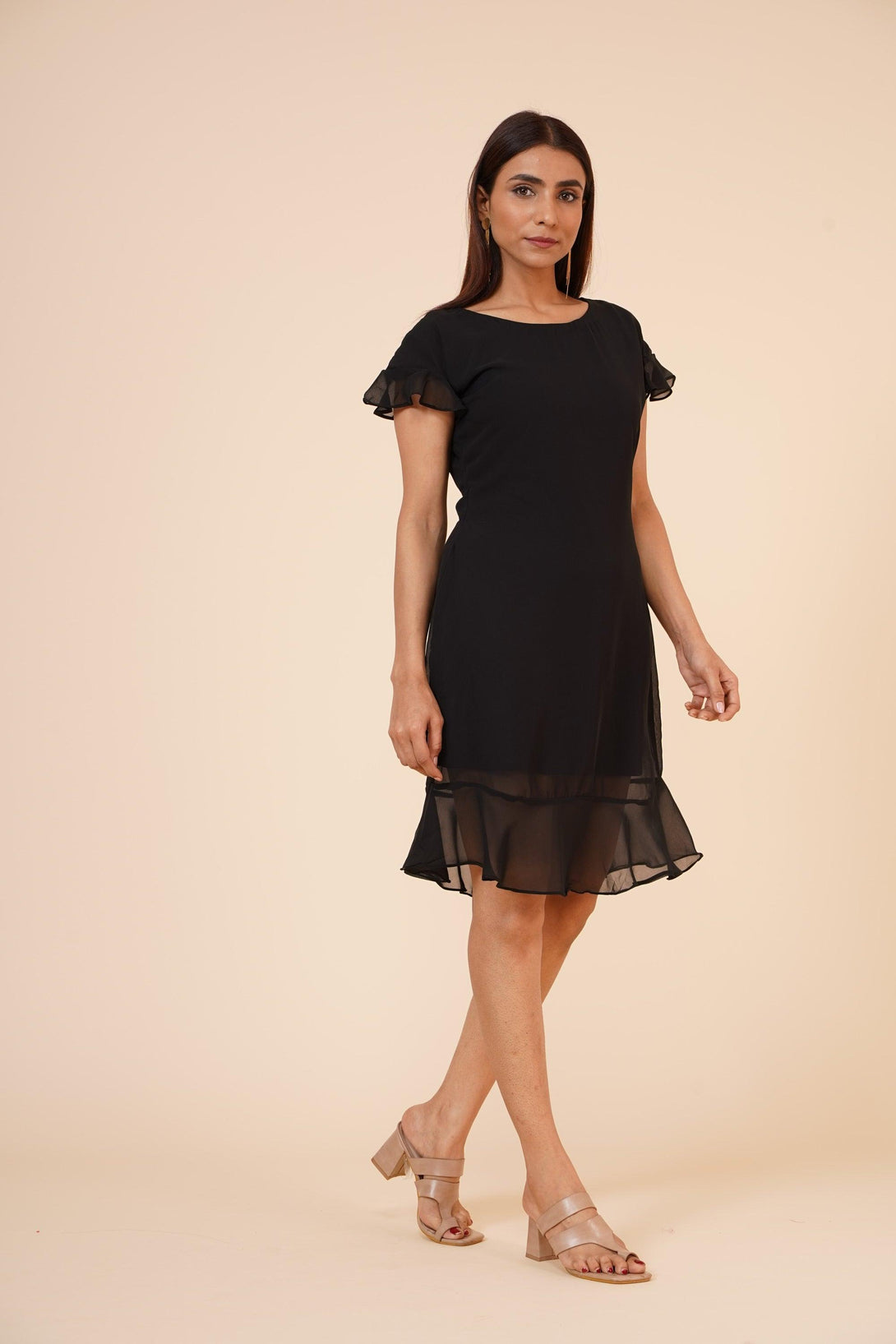 Women's Black Midi Casual Dress - MIRACOLOS by Ruchi - Indiakreations