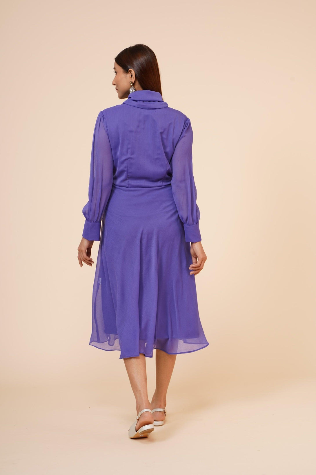 Women's Mauve Chiiffon Casual Midi Dress - MIRACOLOS by Ruchi - Indiakreations