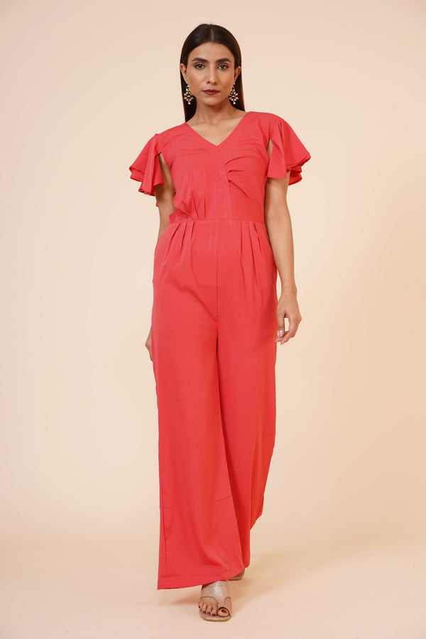 Women's Drape Party/ Casual Jumpsuit In Peach - MIRACOLOS by Ruchi - Indiakreations