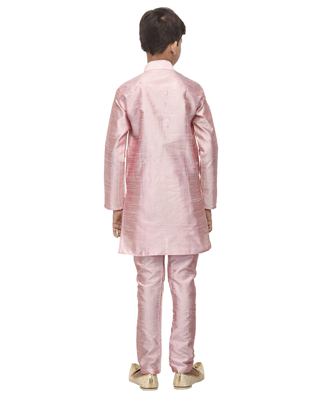 Boy's Pink Solid Kurta With Churidaar Pyjama - Benstoke KIDS - Indiakreations