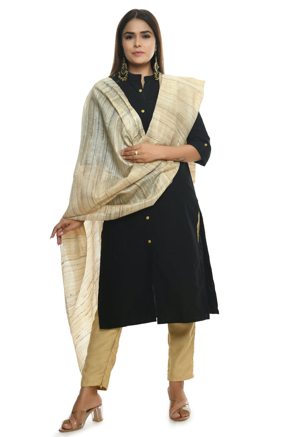 Women's Gold Color Pure Ghichcha Silk Dupatta - Moeza