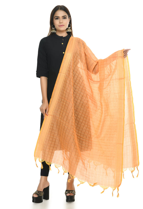 Women's Handloom Cotton Dupatta - Moeza