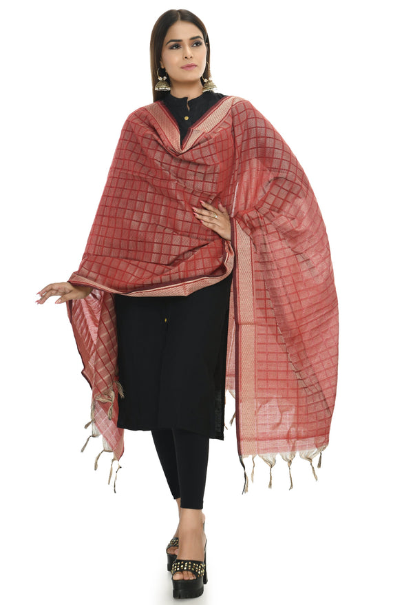 Women's Handloom Cotton Dupatta - Moeza