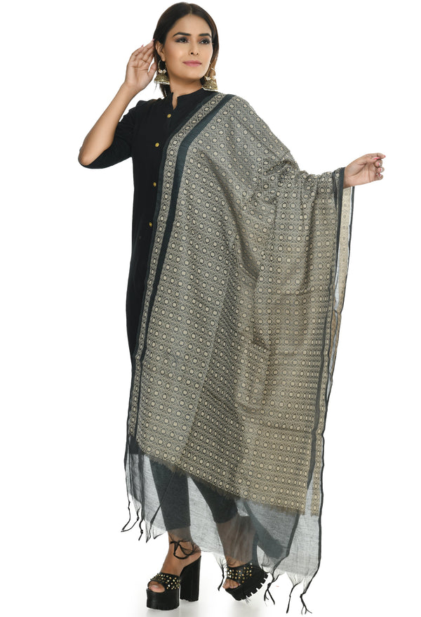 Women's Handloom Cotton Dupatta - Moeza