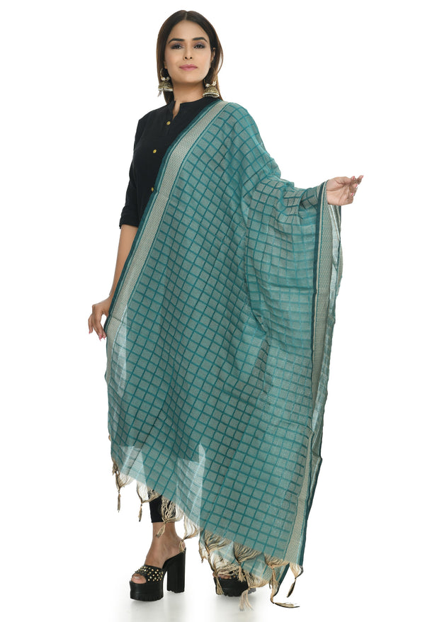 Women's Handloom Cotton Dupatta - Moeza