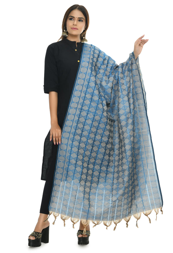 Women's Handloom Cotton Dupatta - Moeza