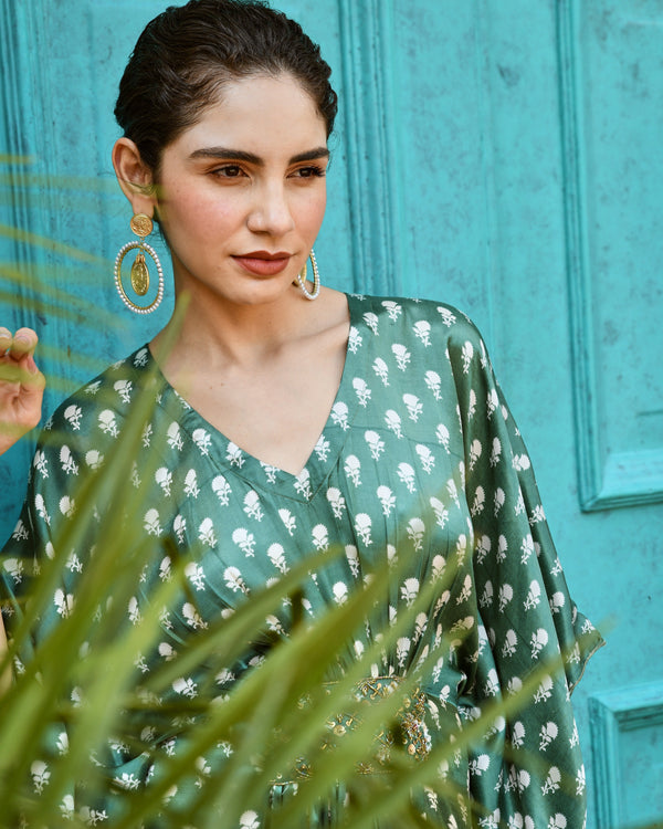 SYMPHONY GREEN EMBROIDERED KAFTAN