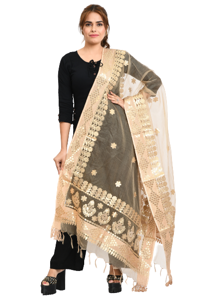 Women's Organza Gotta Patti Bridal Dupatta Golden Dupatta - Moeza