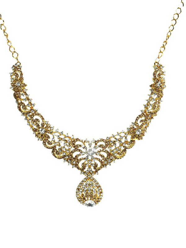 Women's gold and white stone studded nacklace  -Tehzeeb