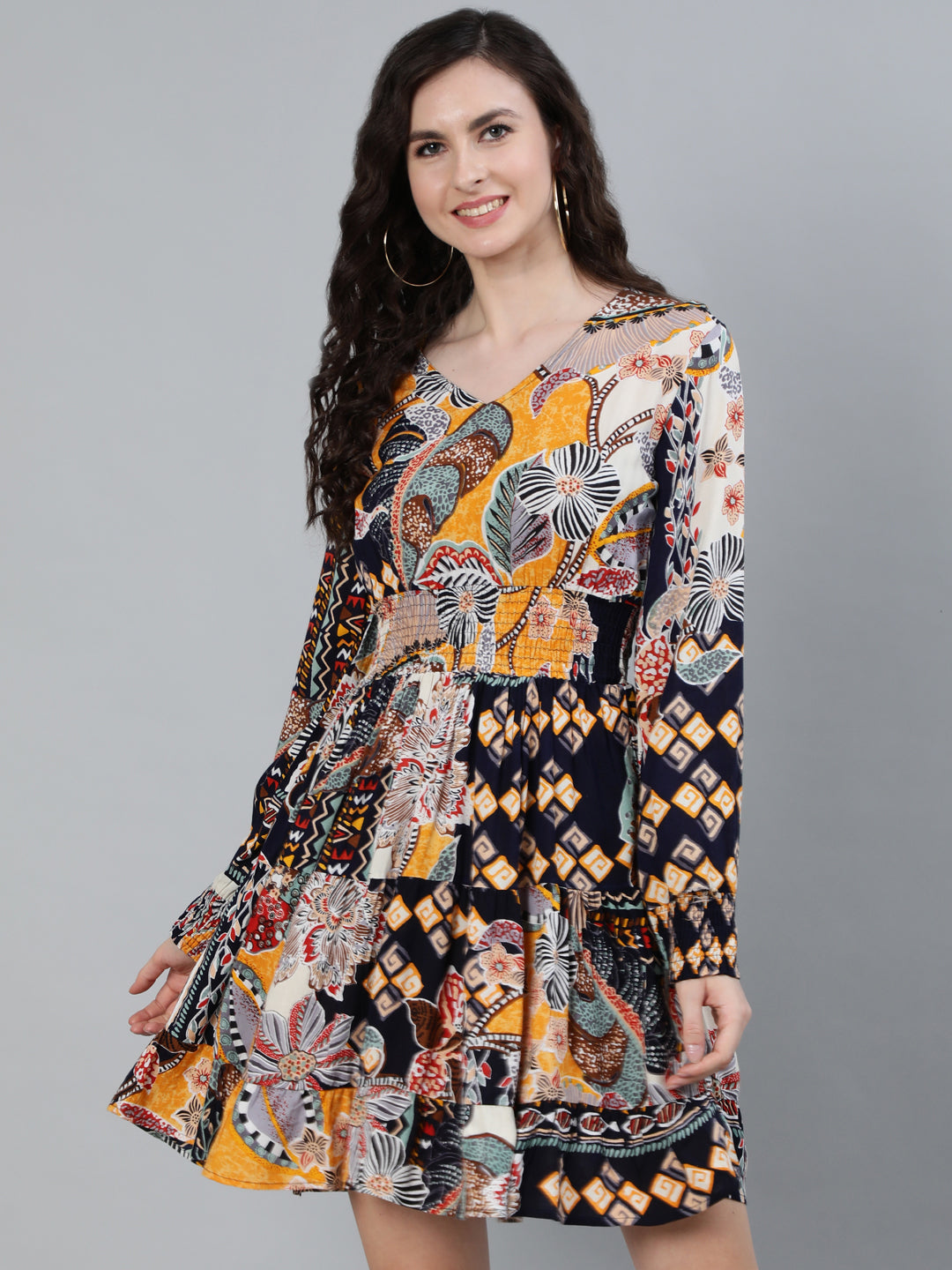 Women's Multi Coloured Floral Dress - Ishin